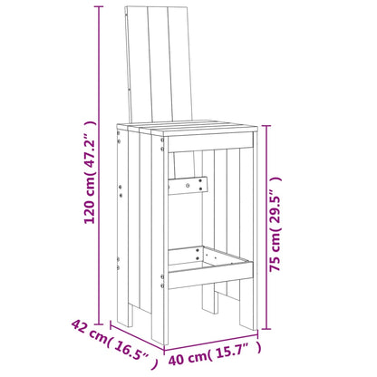 Barstolar 2 st 40x42x120 cm massiv furu