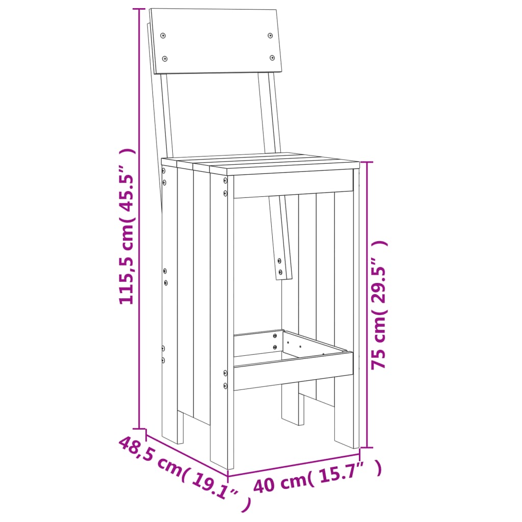 Barpallar 2 st 40x48,5x115,5 cm massiv furu