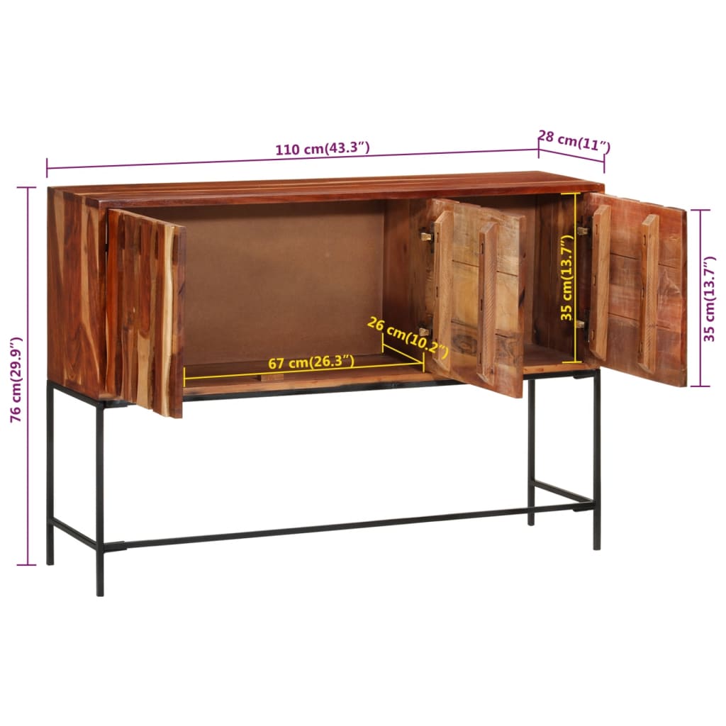 Skänk 110x28x76 cm massivt akaciaträ