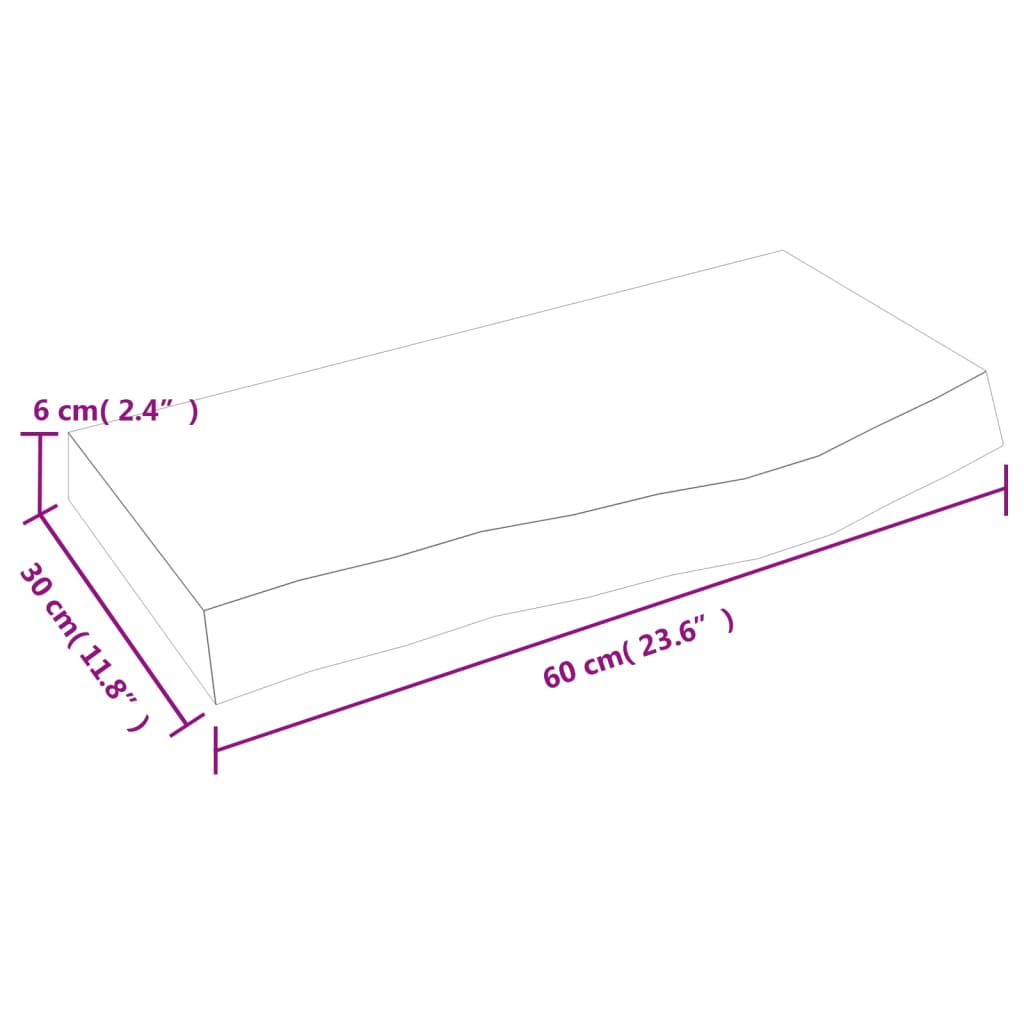 Hyllplan 60x30x(2-6) cm obehandlad massiv ek