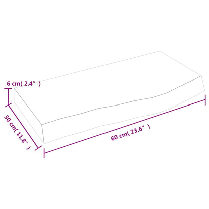 Hyllplan 60x30x(2-6) cm obehandlad massiv ek