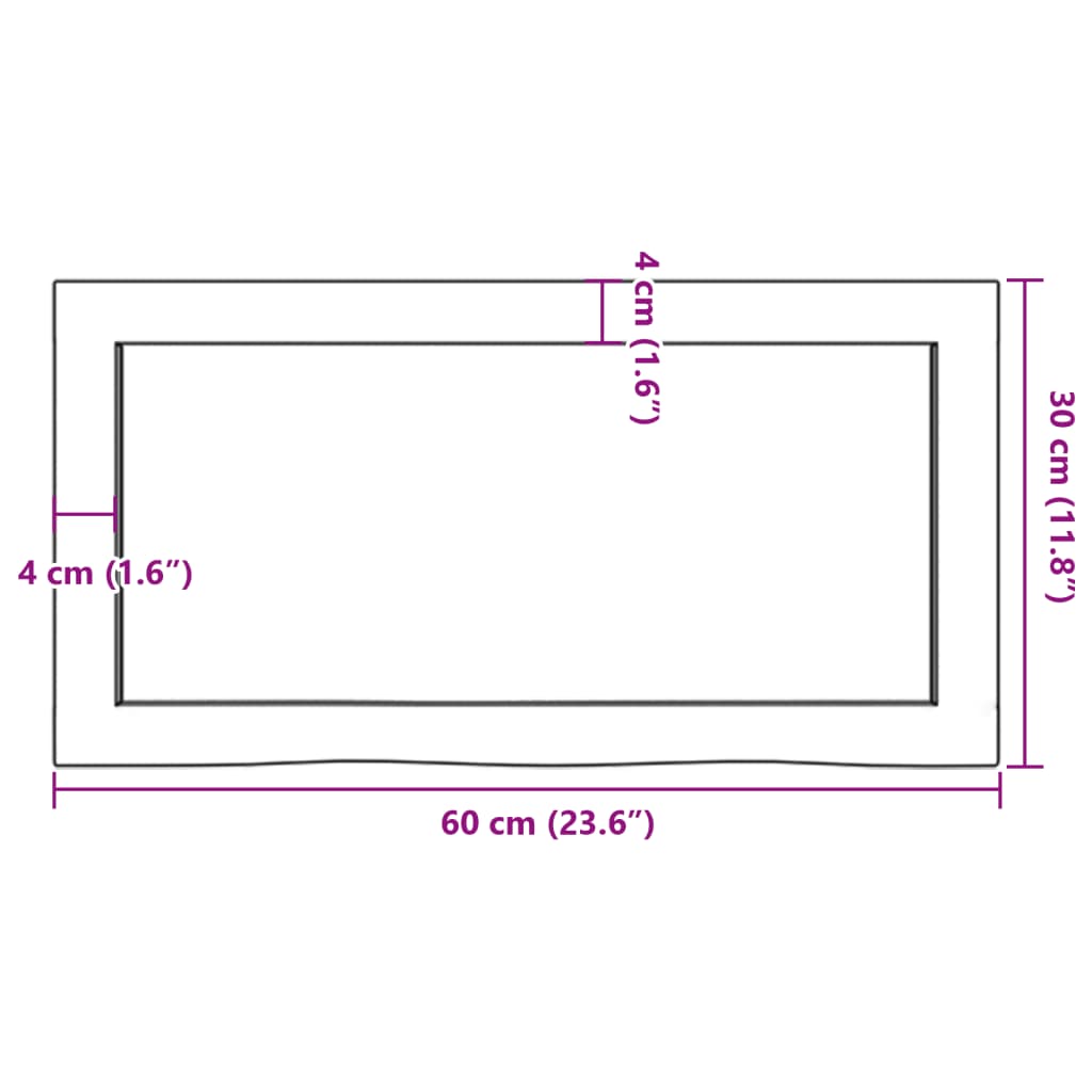 Hyllplan 60x30x(2-6) cm obehandlad massiv ek