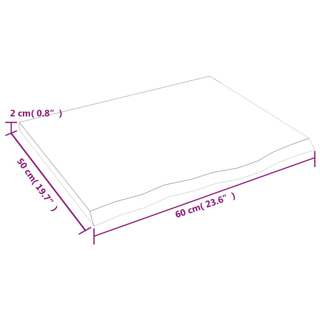 Hyllplan 60x50x2 cm obehandlad massiv ek