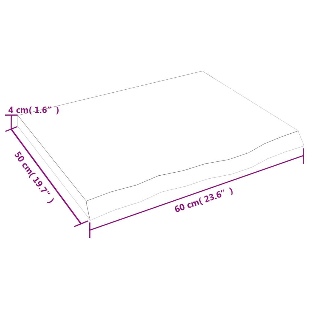 Hyllplan 60x50x(2-4) cm obehandlad massiv ek