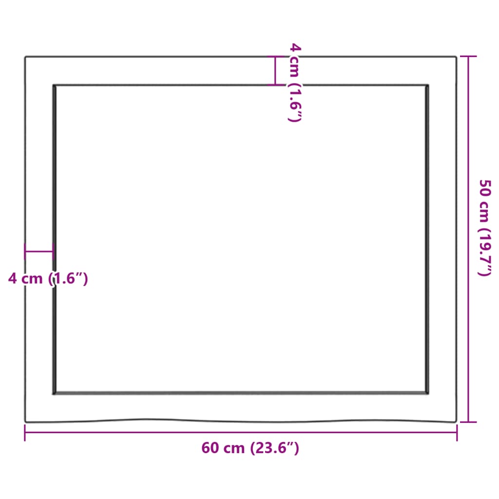 Hyllplan 60x50x(2-4) cm obehandlad massiv ek