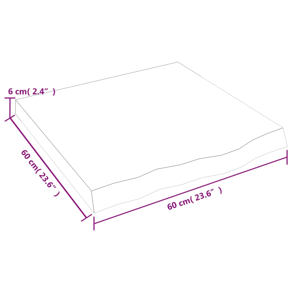 Hyllplan 60x60x(2-6) cm obehandlad massiv ek