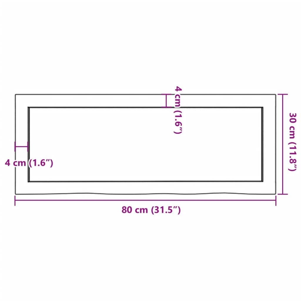 Hyllplan 80x30x(2-6) cm obehandlad massiv ek