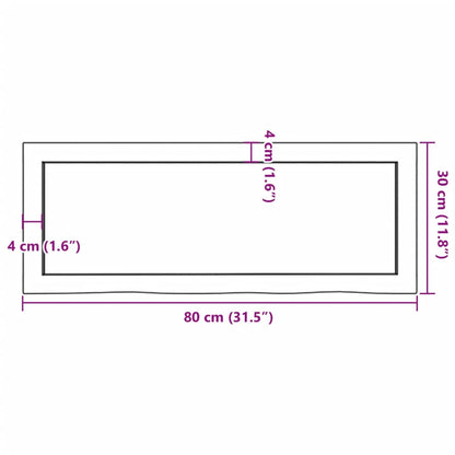 Hyllplan 80x30x(2-6) cm obehandlad massiv ek