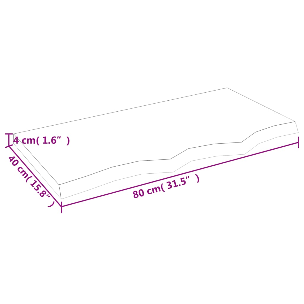 Hyllplan 80x40x(2-4) cm obehandlad massiv ek