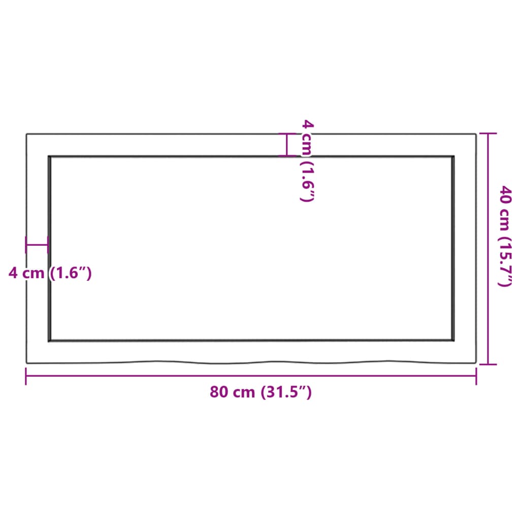 Hyllplan 80x40x(2-4) cm obehandlad massiv ek