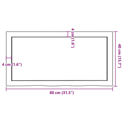 Hyllplan 80x40x(2-4) cm obehandlad massiv ek