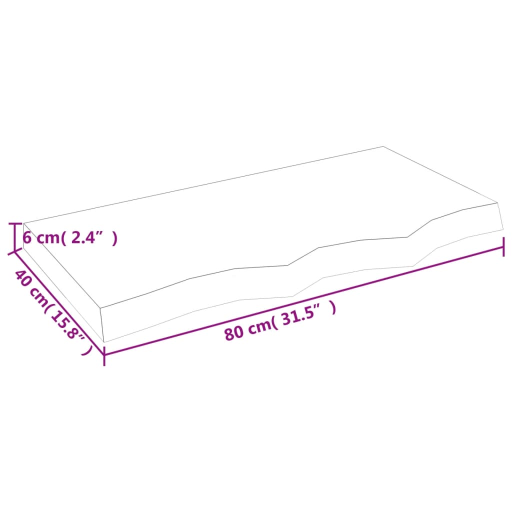 Hyllplan 80x40x(2-6) cm obehandlad massiv ek