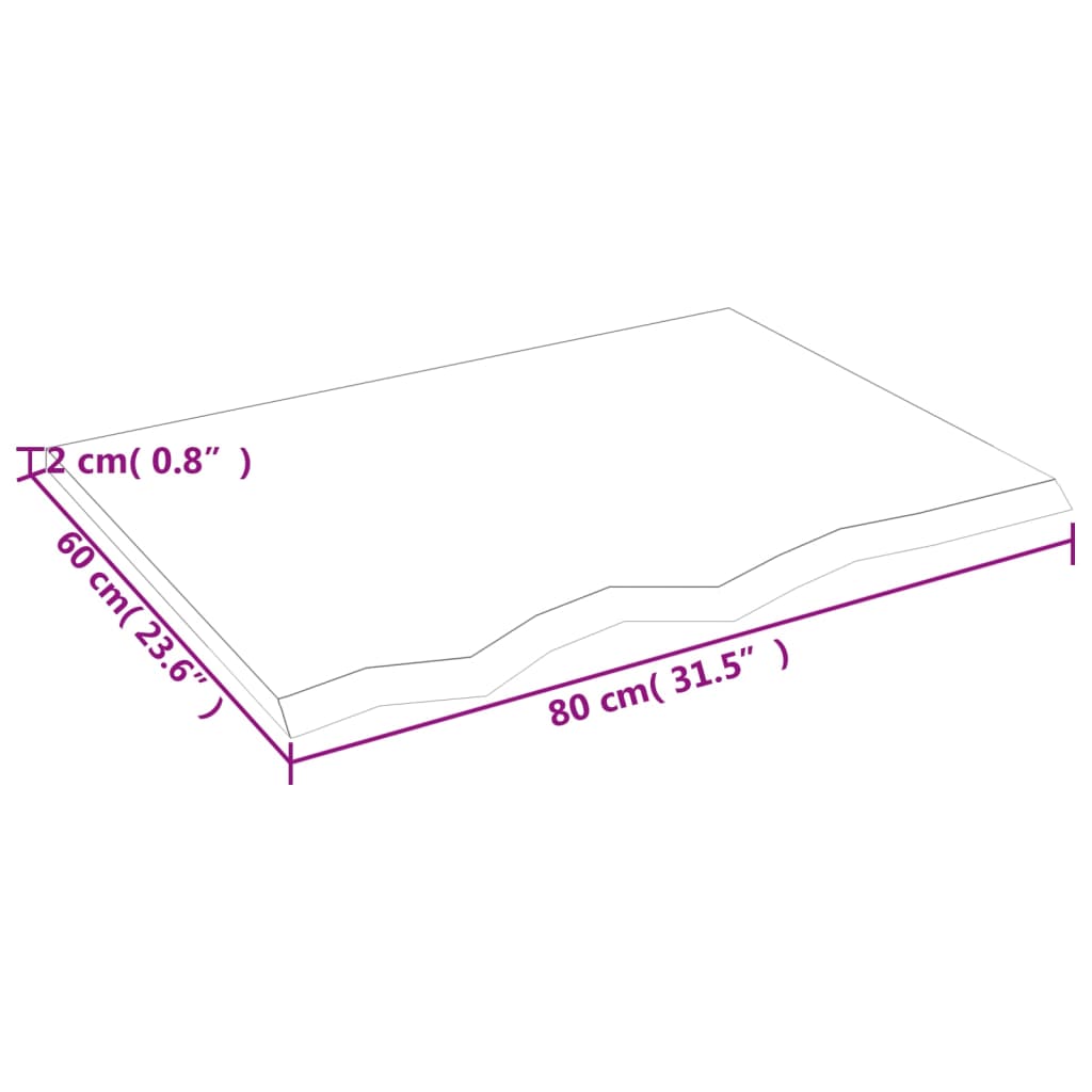 Hyllplan 80x60x2 cm obehandlad massiv ek