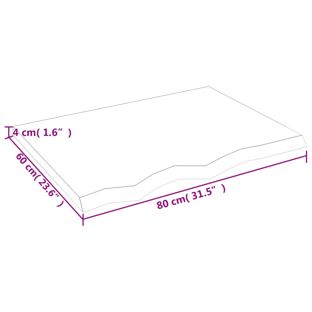 Hyllplan 80x60x(2-4) cm obehandlad massiv ek