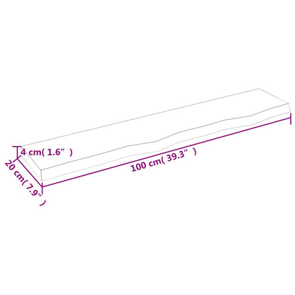 Hyllplan 100x20x4 cm obehandlad massiv ek