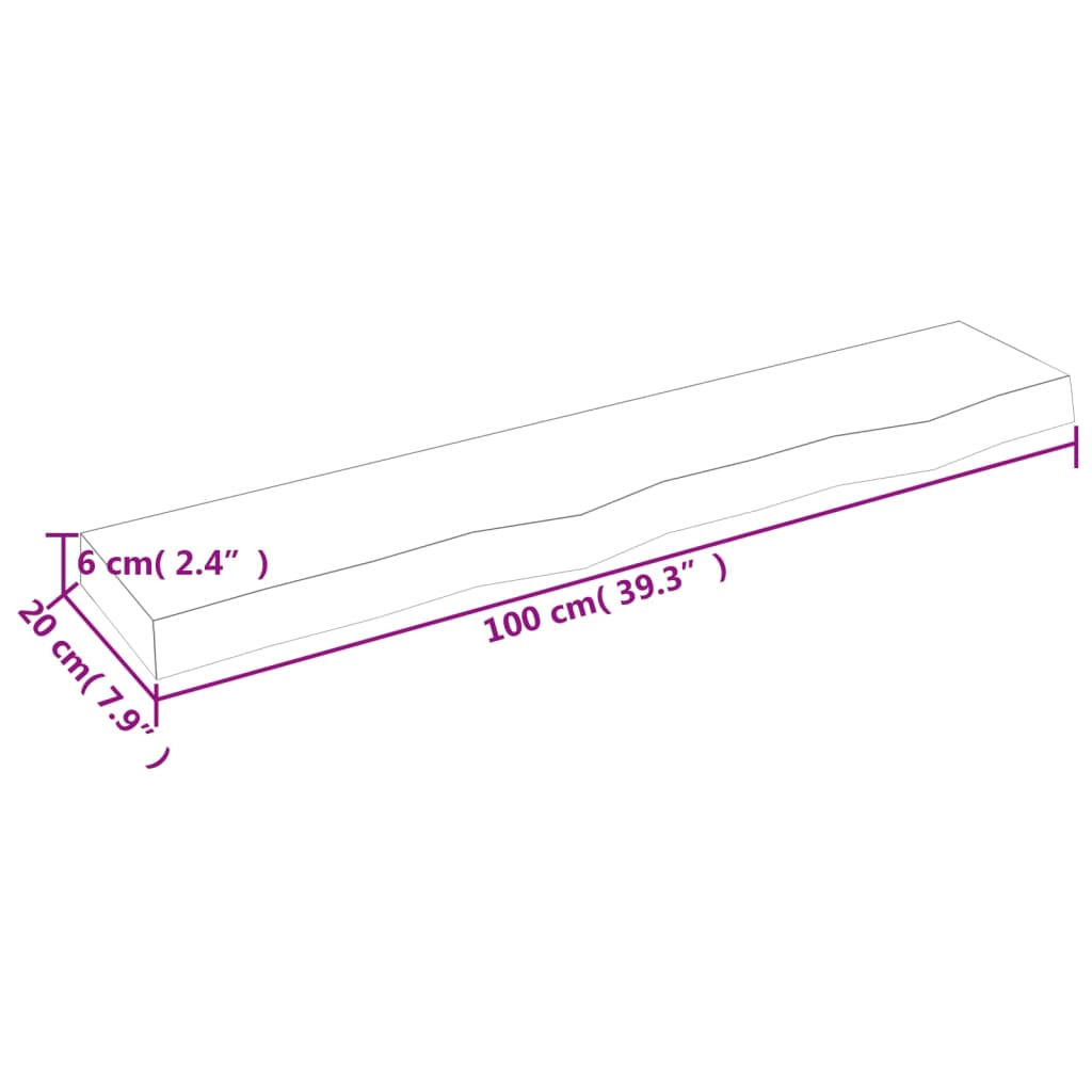 Hyllplan 100x20x6 cm obehandlad massiv ek