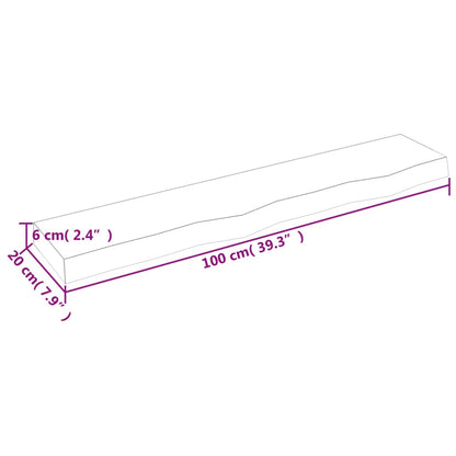 Hyllplan 100x20x6 cm obehandlad massiv ek