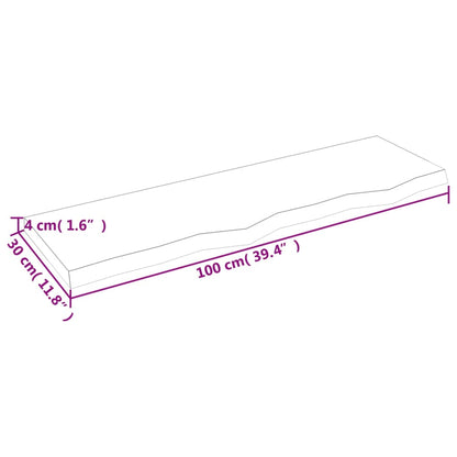 Hyllplan 100x30x(2-4) cm obehandlad massiv ek