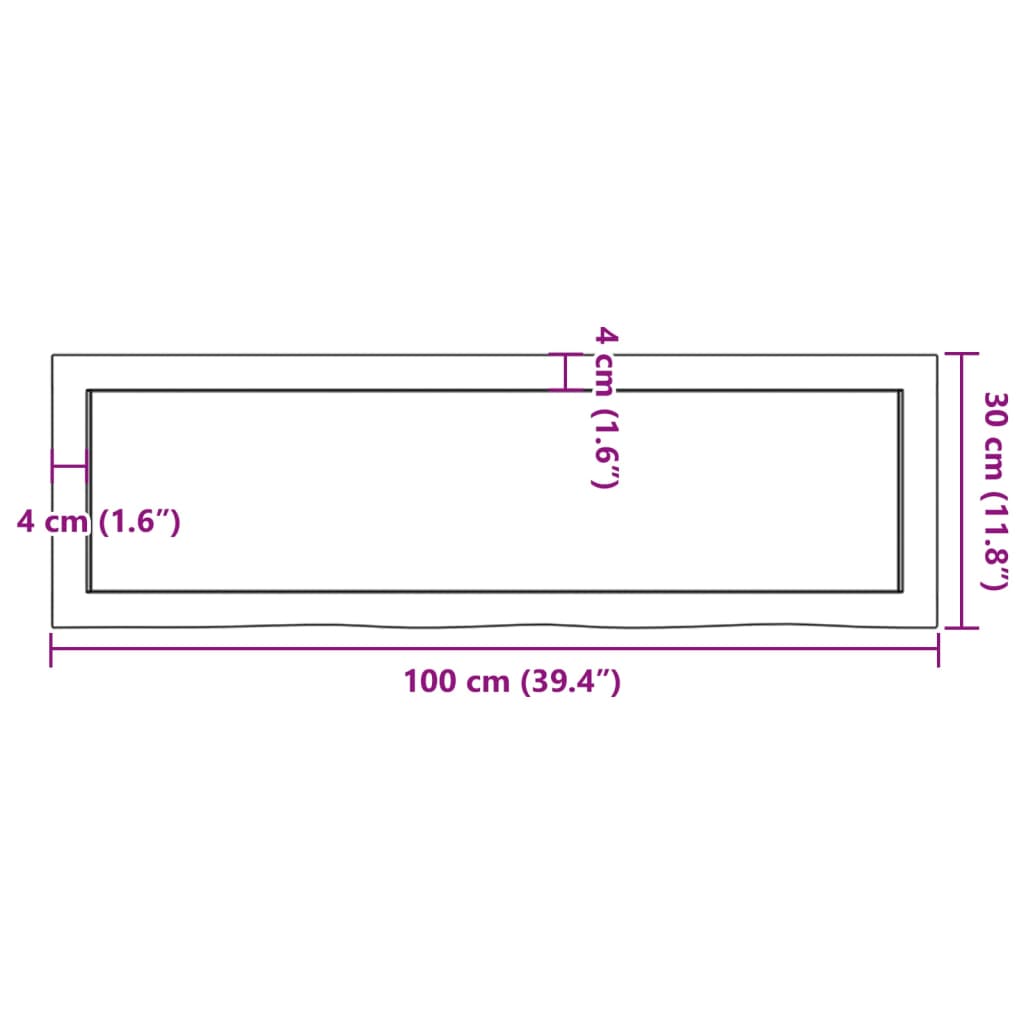 Hyllplan 100x30x(2-4) cm obehandlad massiv ek