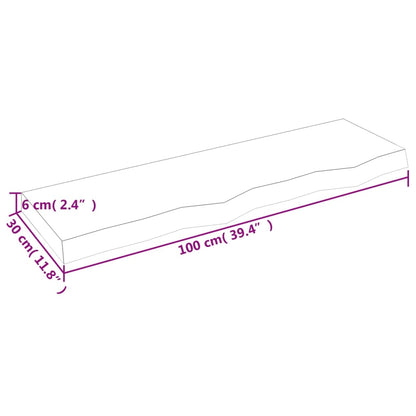 Hyllplan 100x30x(2-6) cm obehandlad massiv ek