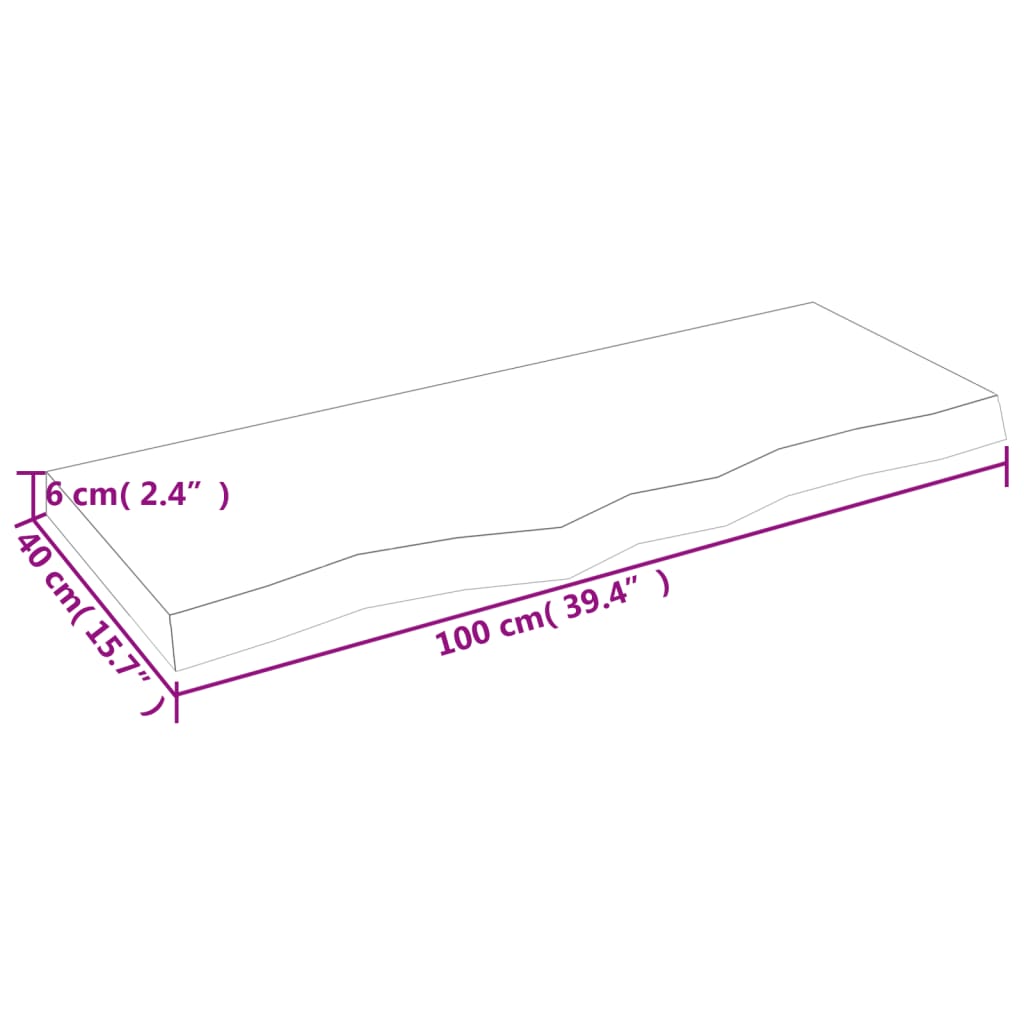 Hyllplan 100x40x(2-6) cm obehandlad massiv ek