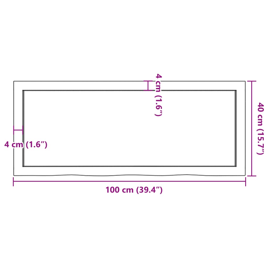 Hyllplan 100x40x(2-6) cm obehandlad massiv ek