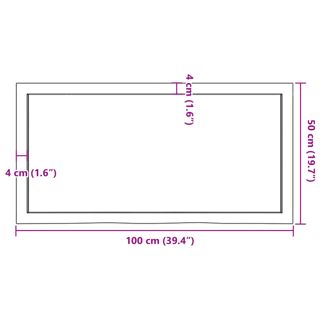 Hyllplan 100x50x(2-4) cm obehandlad massiv ek