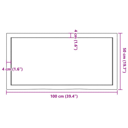 Hyllplan 100x50x(2-4) cm obehandlad massiv ek