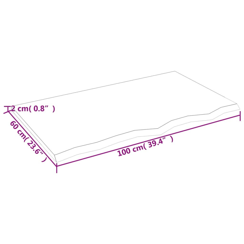 Hyllplan 100x60x2 cm obehandlad massiv ek