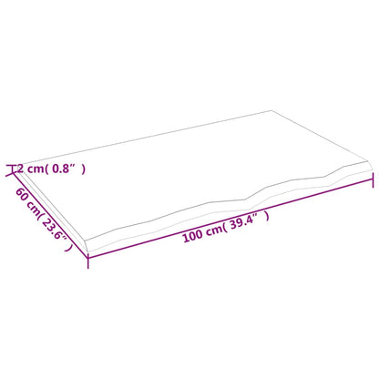 Hyllplan 100x60x2 cm obehandlad massiv ek