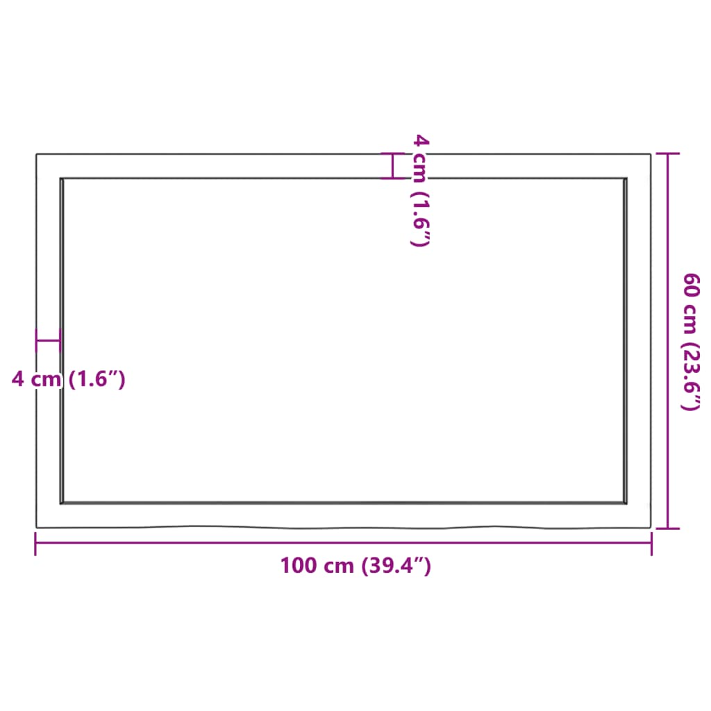 Hyllplan 100x60x(2-4) cm obehandlad massiv ek