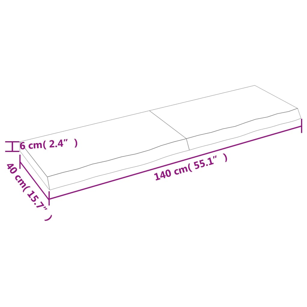 Hyllplan 140x40x(2-6) cm obehandlad massiv ek