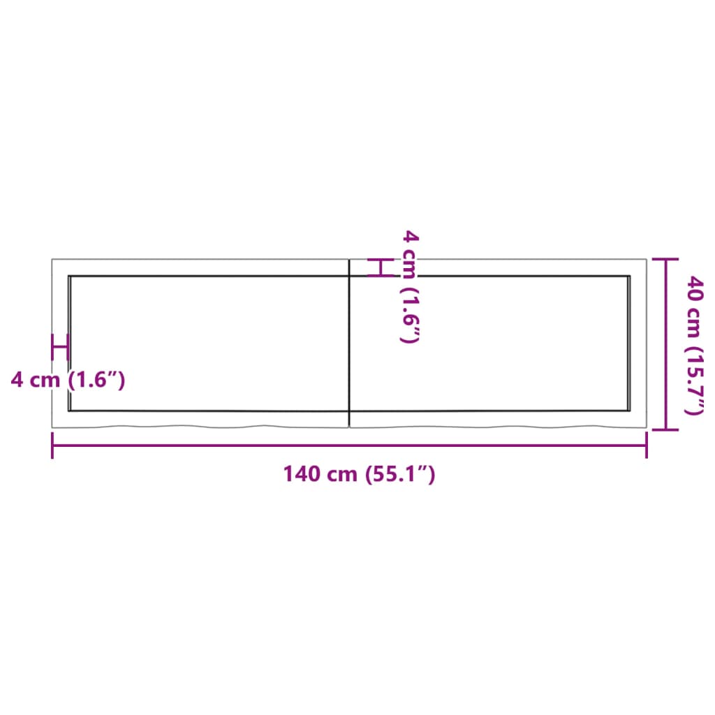 Hyllplan 140x40x(2-6) cm obehandlad massiv ek