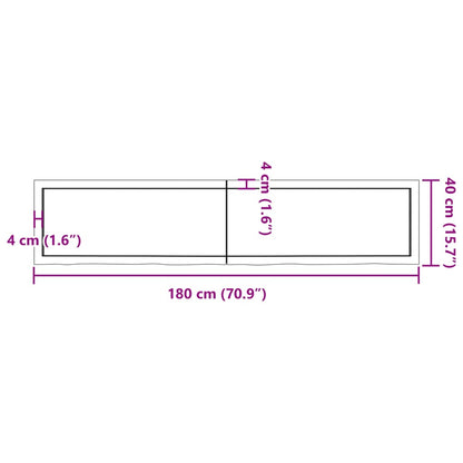 Hyllplan 180x40x(2-4) cm obehandlad massiv ek