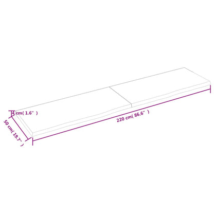 Hyllplan 220x50x(2-4) cm obehandlad massiv ek