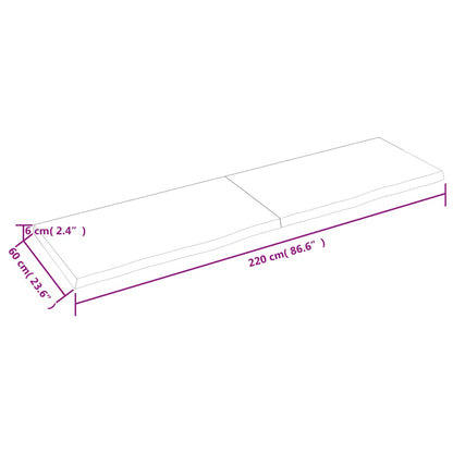 Hyllplan 220x60x(2-6) cm obehandlad massiv ek