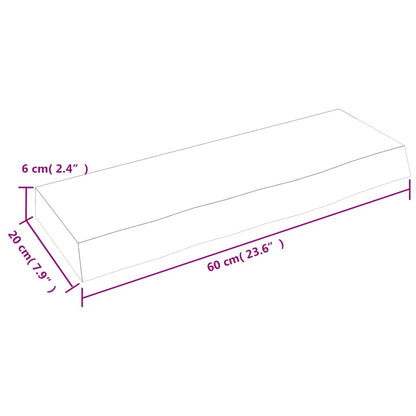 Vägghylla ljusbrun 60x20x6 cm behandlad massiv ek