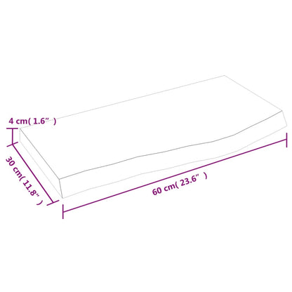 Vägghylla ljusbrun 60x30x(2-4) cm behandlad massiv ek