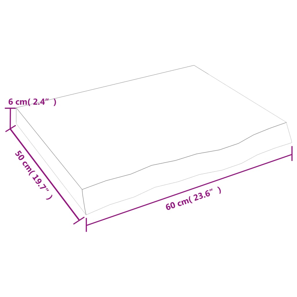 Vägghylla ljusbrun 60x50x(2-6) cm behandlad massiv ek