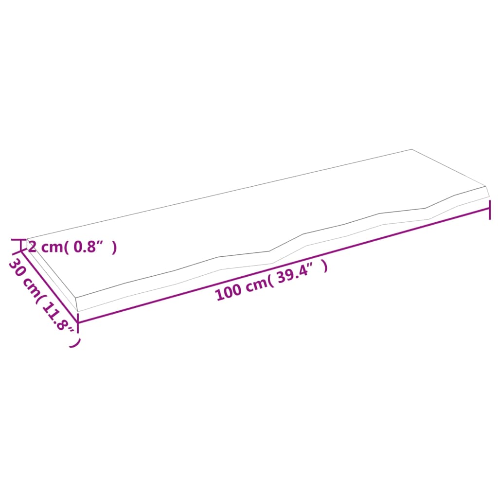 Bordsskiva ljusbrun 100x30x2 cm behandlad massiv ek