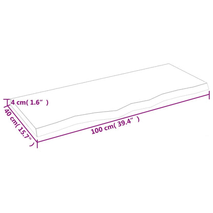 Vägghylla ljusbrun 100x40x(2-4) cm behandlad massiv ek