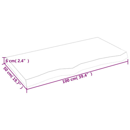 Vägghylla ljusbrun 100x50x(2-6) cm behandlad massiv ek