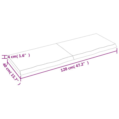 Vägghylla ljusbrun 120x40x(2-4) cm behandlad massiv ek