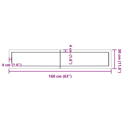 Vägghylla ljusbrun 160x30x(2-4) cm behandlad massiv ek