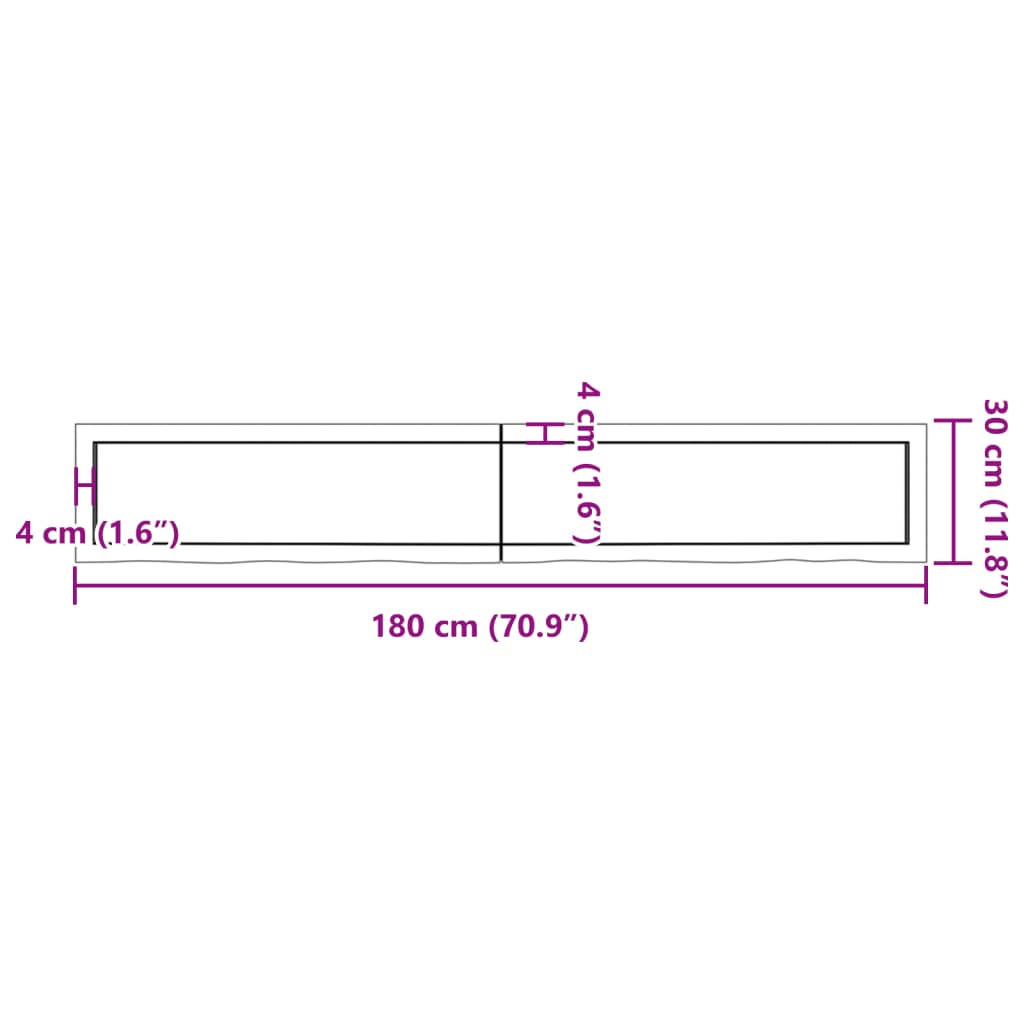 Vägghylla ljusbrun 180x30x(2-4) cm behandlad massiv ek