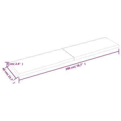 Vägghylla ljusbrun 200x40x(2-6) cm behandlad massiv ek