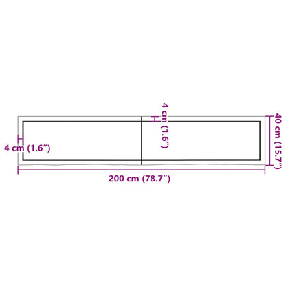 Vägghylla ljusbrun 200x40x(2-6) cm behandlad massiv ek