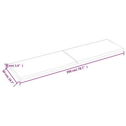 Vägghylla ljusbrun 200x50x(2-4) cm behandlad massiv ek