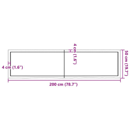 Vägghylla ljusbrun 200x50x(2-4) cm behandlad massiv ek