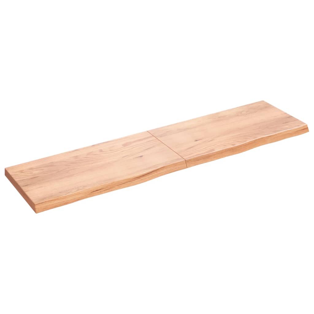 Vägghylla ljusbrun 200x50x(2-6) cm behandlad massiv ek